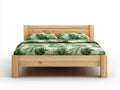 Camas dobles de madera maciza de pino 205x165x92 cm color natural para dormitorio estilo rústico