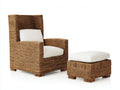 Sillones de ratán con reposapiés 85x80x115 cm - marrón natural - estilo rústico para salón y terraza