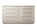 Cómodas de madera 180x45x82 cm - blanco crema - acabado brillante con 8 cajones