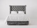 Camas dobles tapizadas 200x180x135 cm - Gris - Estilo capitoné con almacenaje para dormitorio