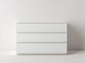 Cómodas de MDF blancas 120x40x75 cm para dormitorio estilo moderno con 3 cajones