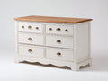 Cómodas de madera 140x45x82 cm - blanco crema y roble natural - estilo clásico con 6 cajones