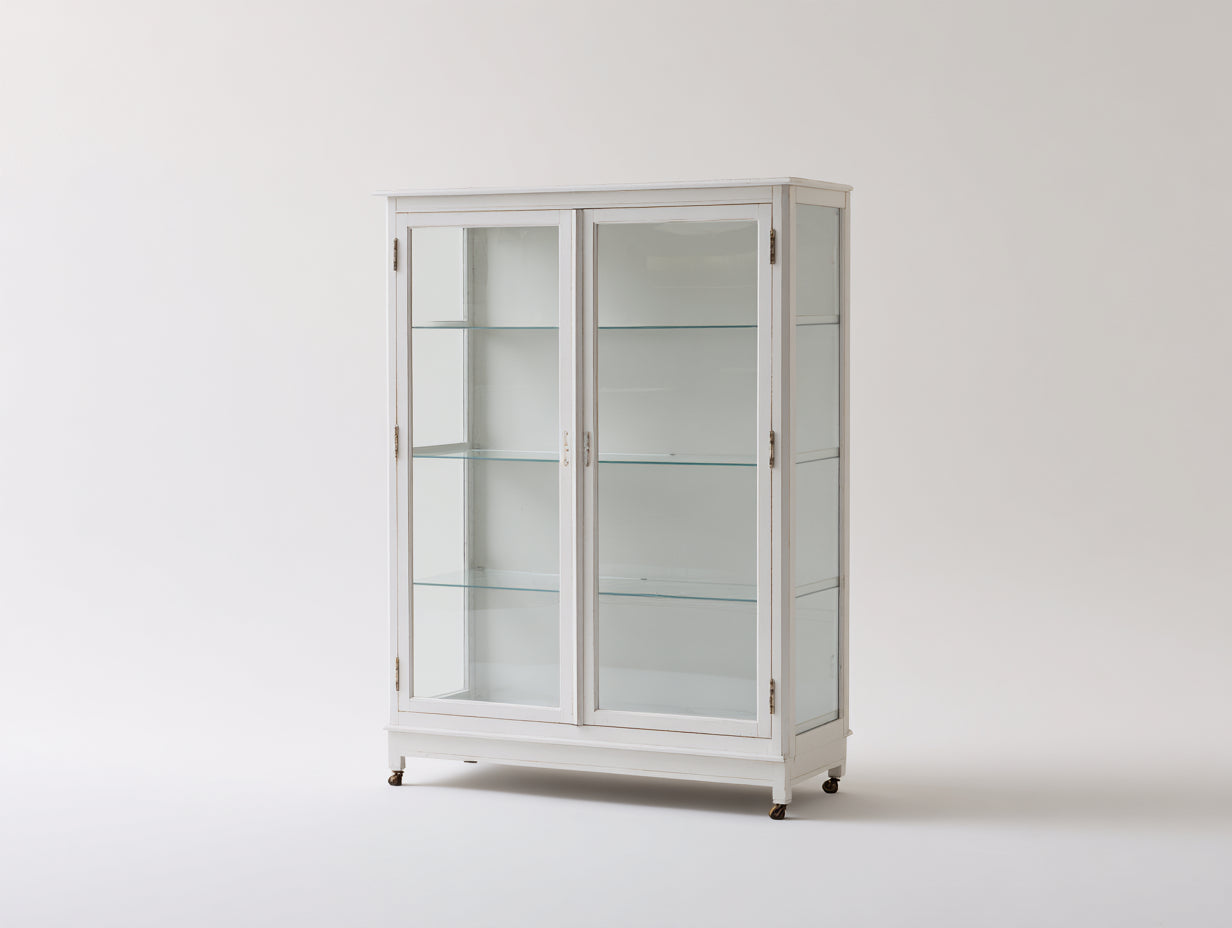 Vitrina de madera y vidrio 120x40x130 cm - blanco - con estantes de vidrio