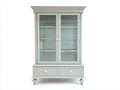 Vitrina de MDF y vidrio 110x42x200 cm blanca para salón y comedor estilo clásico con dos puertas