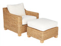 Sillones de ratán natural 92x88x82 cm - blanco - con reposapiés para descanso
