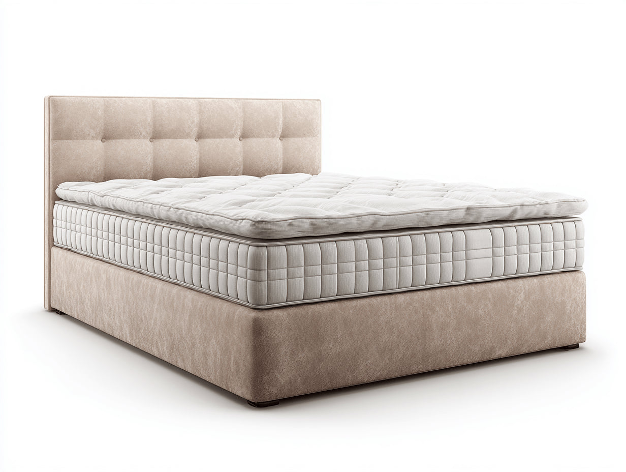 Camas dobles tapizadas 200x160x110 cm - beige - cabecero capitoné
