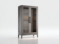 Vitrina de madera y vidrio 90x40x160 cm - Gris claro - Diseño moderno para salón