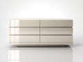 Cómodas de madera con 6 cajones 160x45x78 cm - crema brillo - diseño moderno para dormitorio