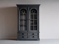 Vitrina de madera y vidrio 120x40x180 cm - negro - diseño clásico con cajones