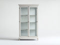Vitrina de madera 92x38x180 cm - blanco envejecido - 2 puertas de cristal estilo vintage